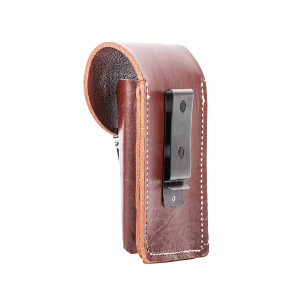 Clip-On XXL Leather Phone Holster, red, side view, made in the USA by Occidental Leather