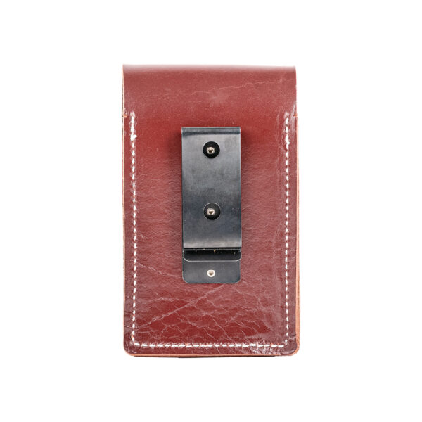 Clip-On XXL Leather Phone Holster, red, back view, made in the USA by Occidental Leather