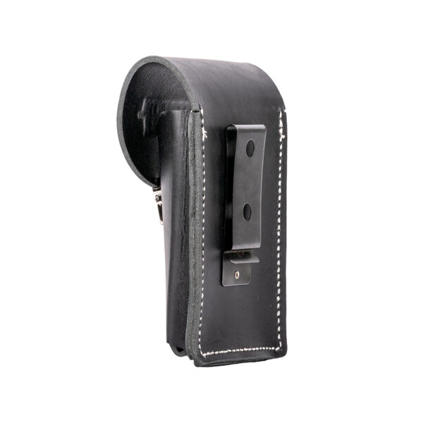 Clip-On XXL Leather Phone Holster, black, side view, made in the USA by Occidental Leather